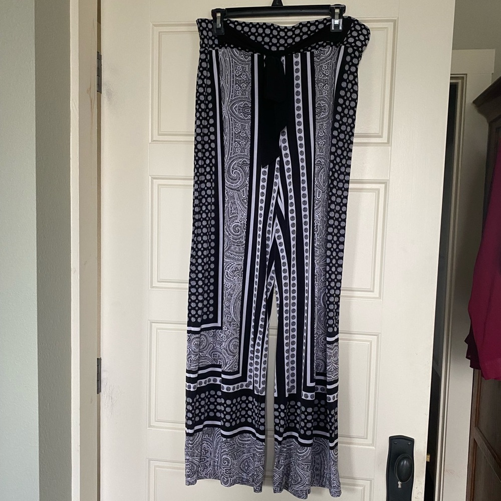 INC International Concepts Black and White Wide Leg Pants